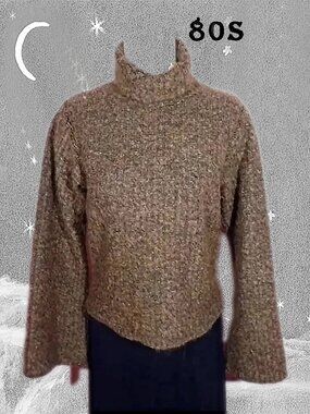 Wool Blend Sweater, Bell Sleeves Unique Vintage Styling, 80s Moda International